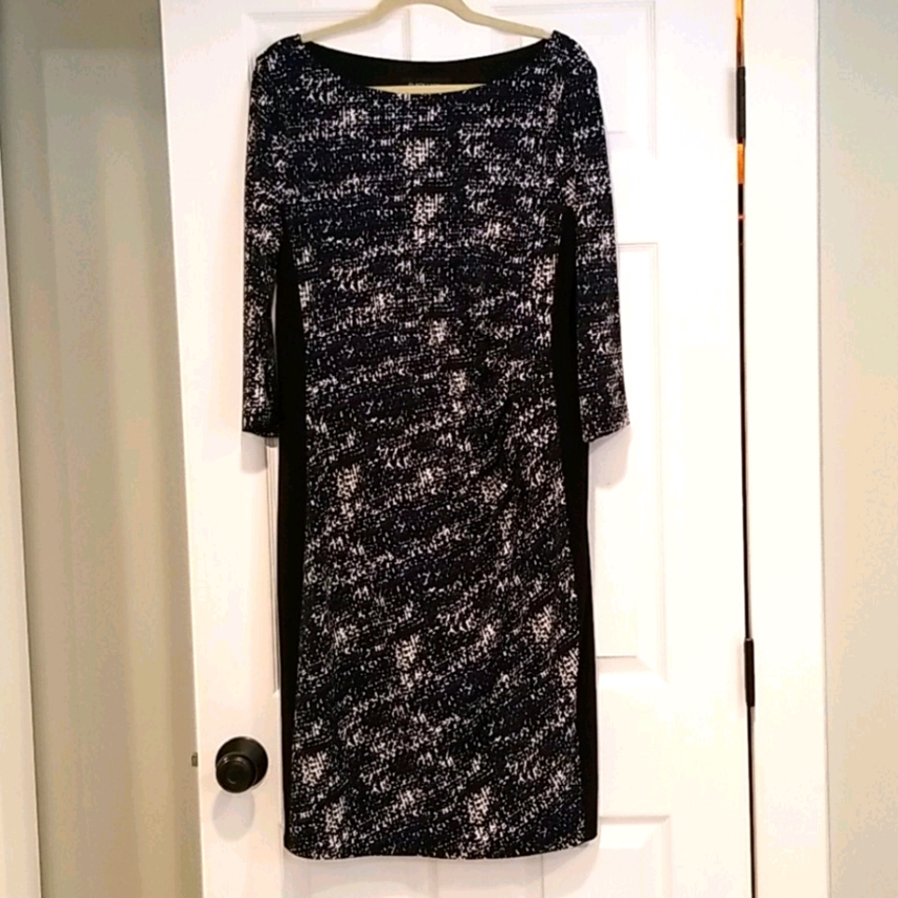 Plus size midi dress in navy, white and black